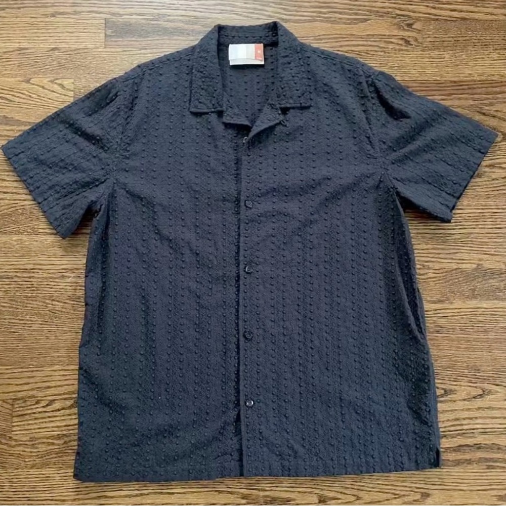 Kith Men's Short Sleeve Textured Button-Down Shirt in Black